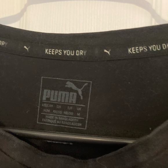 Puma black tee shirt unisex mens M black short sleeve - Picture 3 of 5